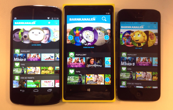 Barnkanalen-appen på Android-, Windows- och iOS-telefon
