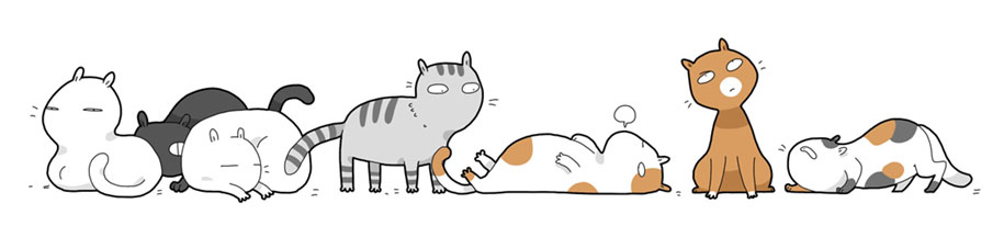 Illustrations of cats meeting