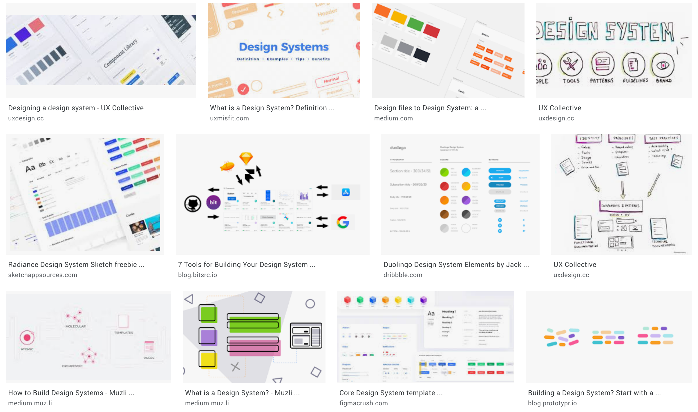 Screenshot of Google search for the term Design System